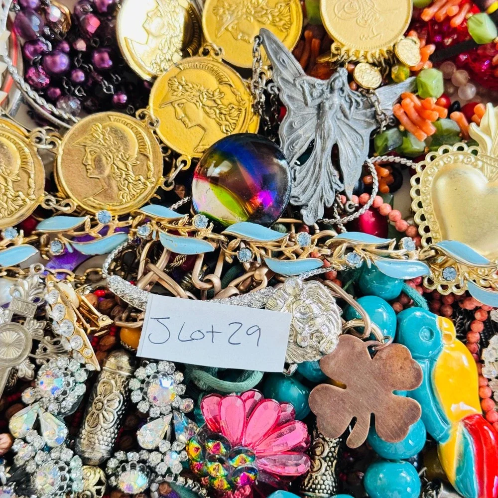 VTG to Now Rhinestone Colorful Junk Costume Jewelry Lot Craft Arts As Is 4.5lbs